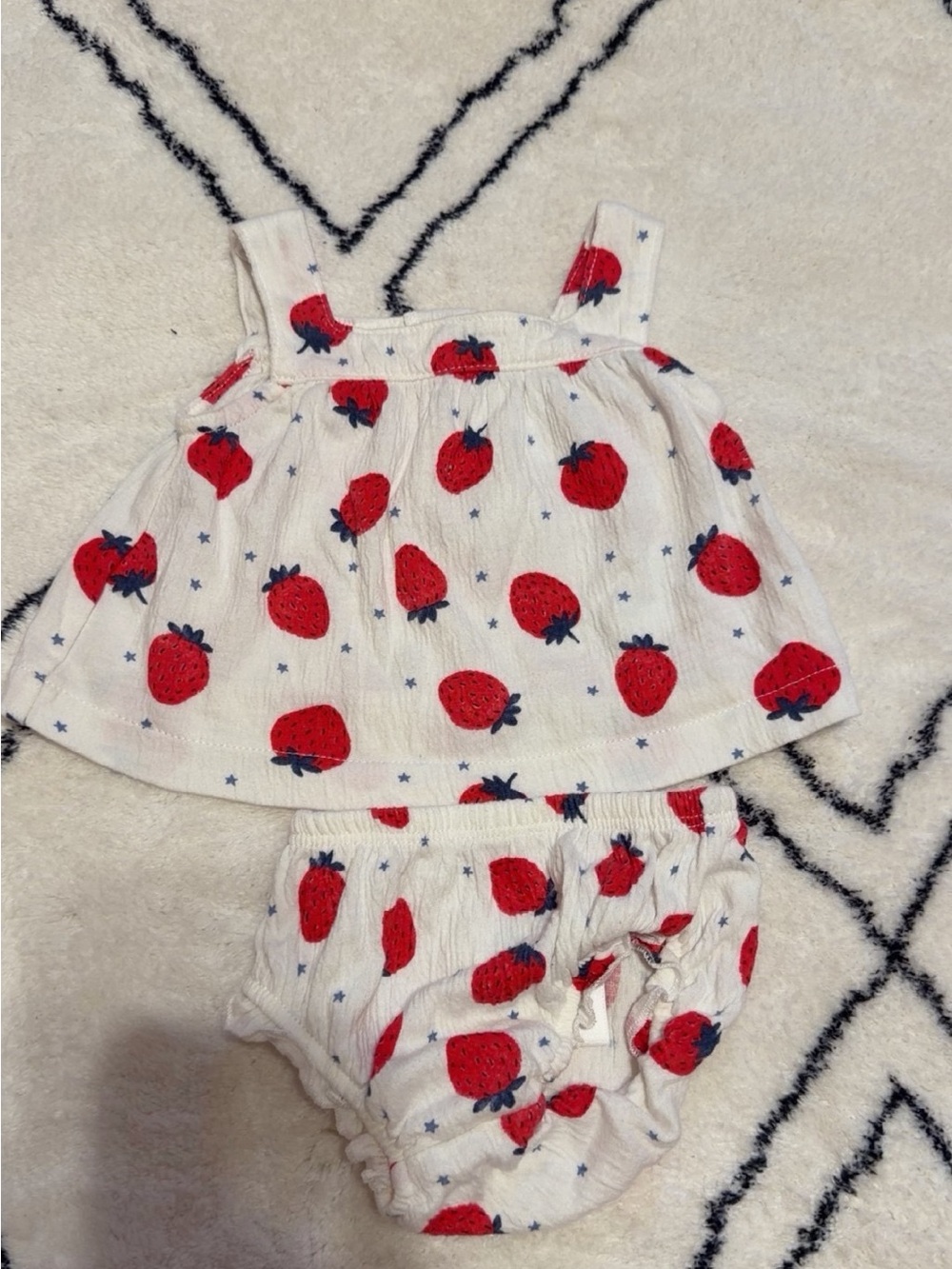 Baby Strawberry Print Two-Piece Set - White & Red